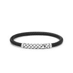 437BLK armband zilver leer CROSSLINE Collectie