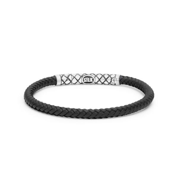 437BLK armband zilver leer CROSSLINE Collectie