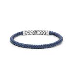 437BLU armband zilver leer CROSSLINE Collectie