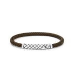 437BRN armband  zilver leer CROSSLINE Collectie