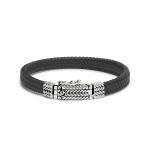 781BLK armband zilver leer ALPHA Collectie