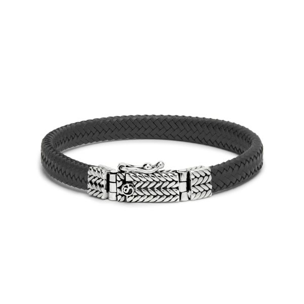 781BLK armband zilver leer