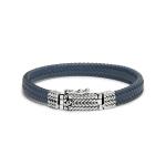 781BLU armband zilver leer ALPHA Collectie