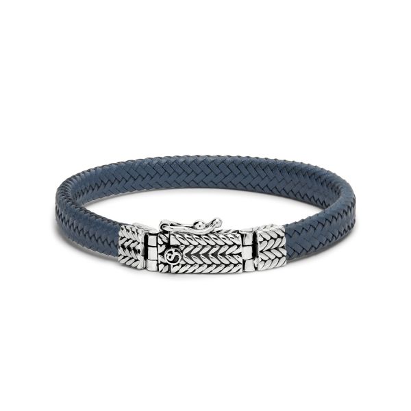 781BLU armband zilver leer