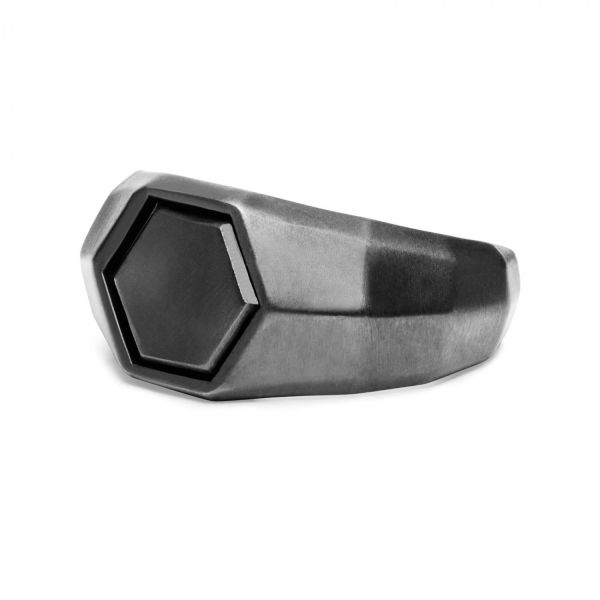 X201SRP zegelring zilver rutheniumplated SXM - Edged Collectie